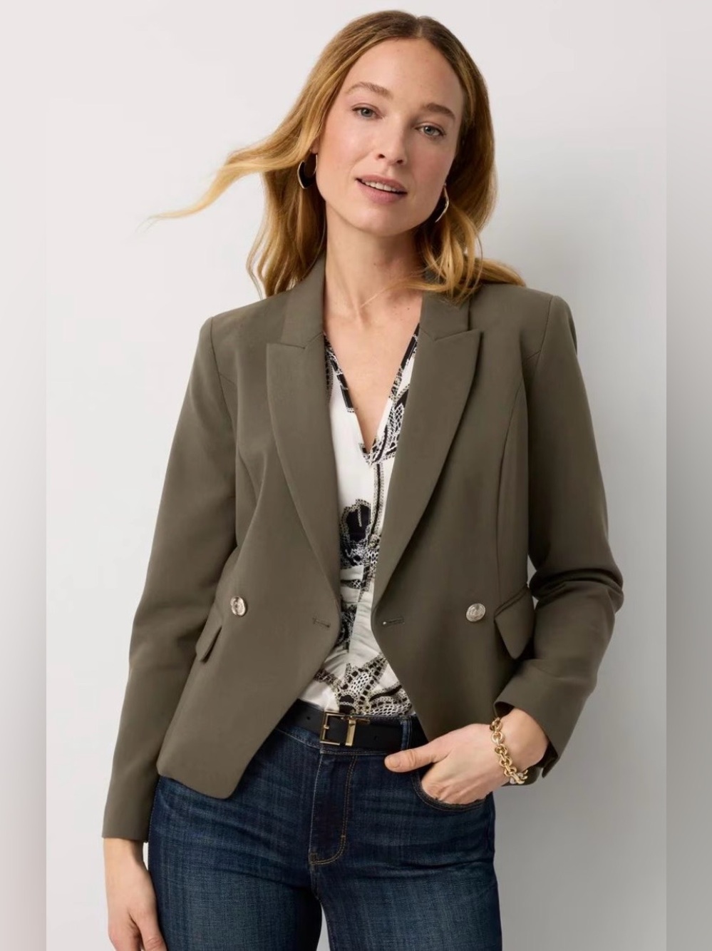 White House Black Market Women’s Tailored Olive Studio Blazer Jacket size 4